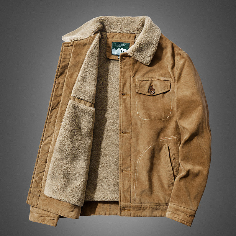 Men's cord jacket with sherpa lining, shirt collar and pocket detail Fashion Glam