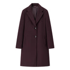 Women's Longline Single-Breasted Wool Blend Coat with Notched Collar and Welt Pockets Fashion Glam