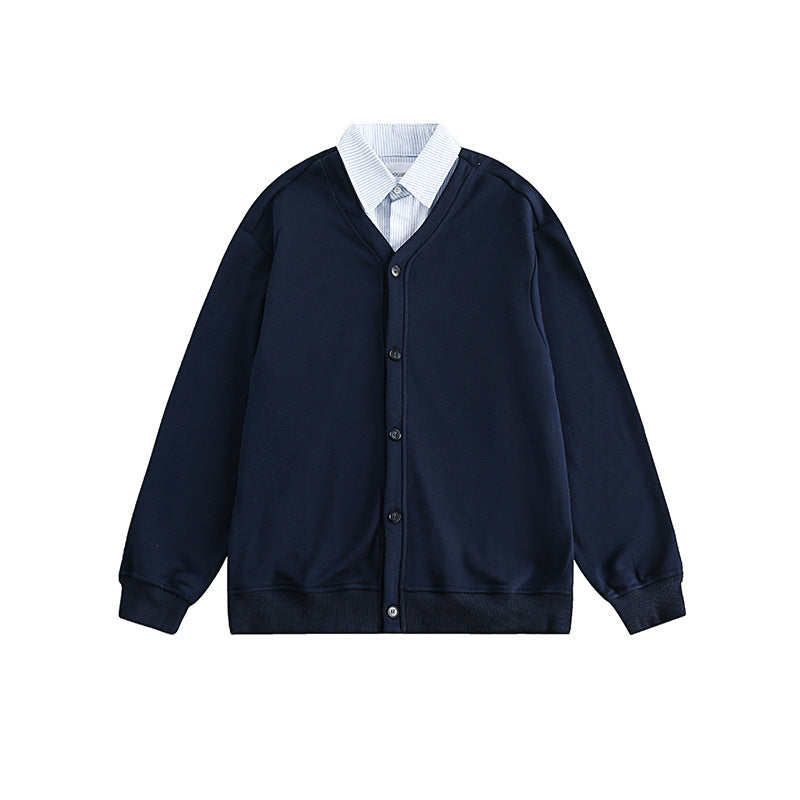 Men's oversized knit cardigan in sweatshirt style with V-neck and button placket Fashion Glam