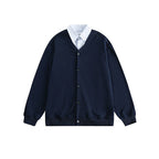 Men's oversized knit cardigan in sweatshirt style with V-neck and button placket Fashion Glam