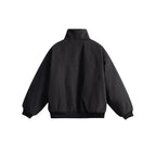 Women's Short Boxy Quilted Jacket with High Shawl Collar, Teddy Collar and Elastic Ribbed Cuffs Fashion Glam