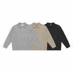 Unisex Oversized Knit Polo with Half Button Placket, Shirt Collar and Ribbed Hem Fashion Glam