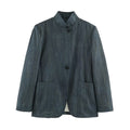 Women's Long Cut Blazer with Stand-up Collar and Patch Pockets Fashion Glam