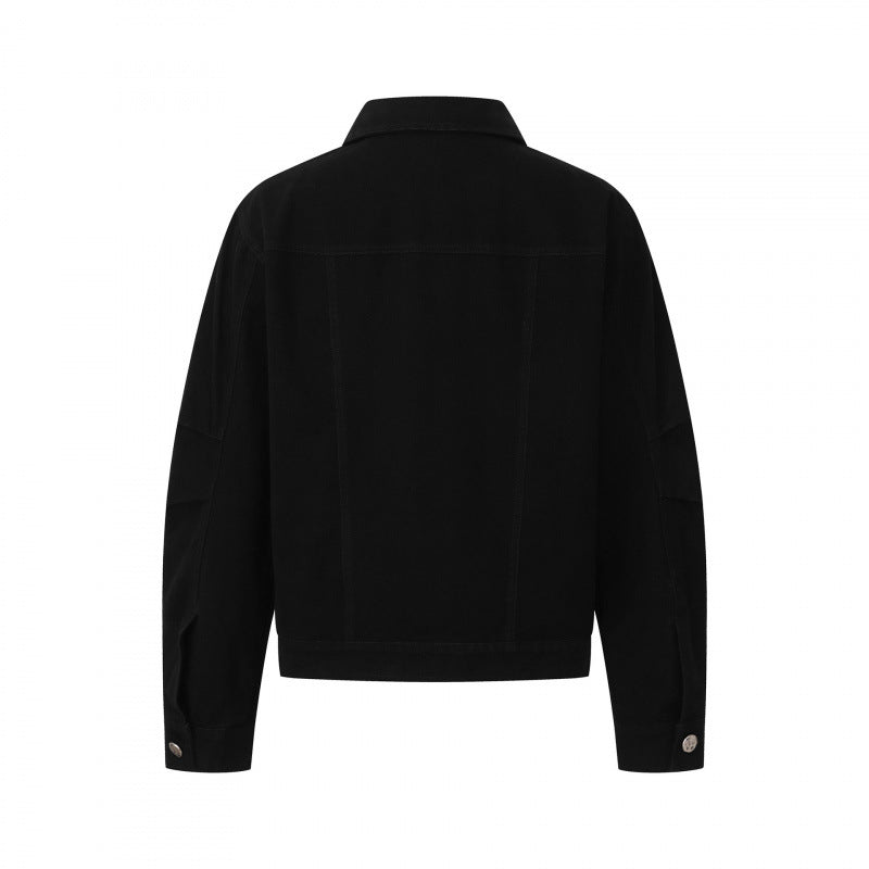 Unisex Boxy Denim Jacket in Worker Look with Metal Button Placket and Chest Pockets Fashion Glam