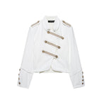 Ladies short-cut military-inspired blazer with decorative button plackets and epaulettes Fashion Glam