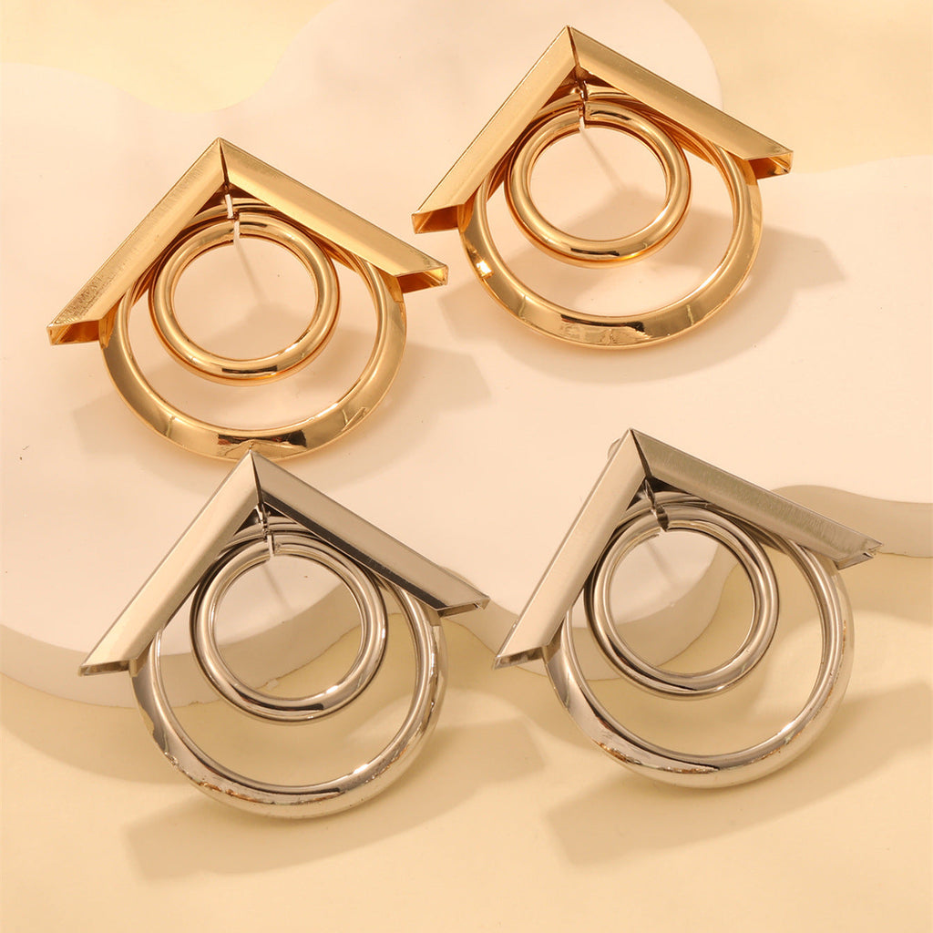 Women's Hanging Earrings with Elegant, Curved Ring Design Fashion Glam