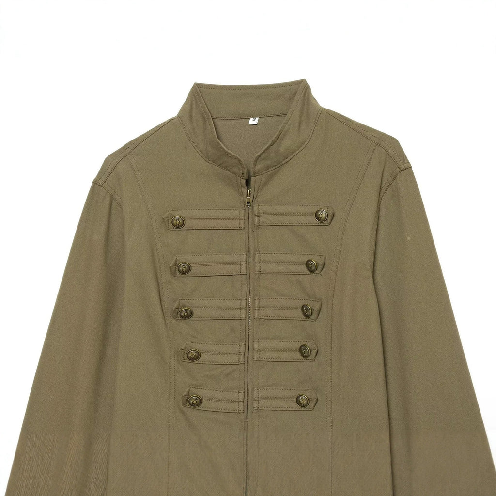 Ladies tailored field jacket in regimental style with stand-up collar and decorative stripes Fashion Glam