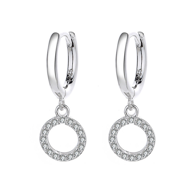 Women's earrings with sparkling circle pendant Fashion Glam