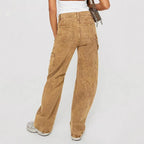 Women's Loose Utility Cargo Jeans with Straight Leg and Patch Pockets Fashion Glam