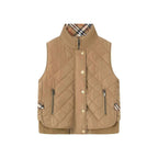 Women's Quilted Sleeveless Bodywarmer with Stand-Up Collar, Zipper, Snap Button Placket and Ribbed Hem Fashion Glam