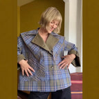 Women's short jacket with sailor collar and checked lining with tie scarf Fashion Glam