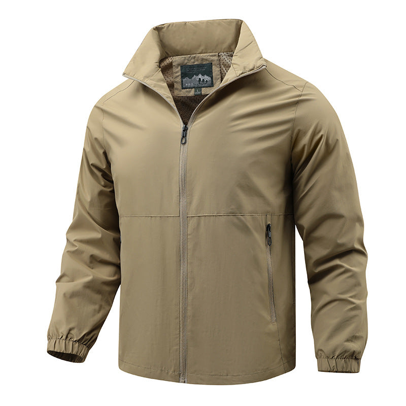 Men's lightweight windproof transitional jacket with high collar and zipper Fashion Glam