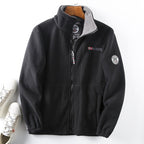 Men's fleece jacket with stand-up collar, full-length zipper, and teddy inner lining Fashion Glam