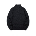 Unisex Thick Knitted Halfzip Sweater with Stand-Up Collar and Distinctive Ribbed Structure Fashion Glam