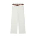 Women's High-Waisted Wide-Leg Trousers with Press Fold, Belt Loops, and Concealed Button Placket Fashion Glam