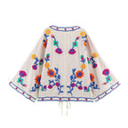Women's embroidered kimono cardigan with floral embroidery Fashion Glam