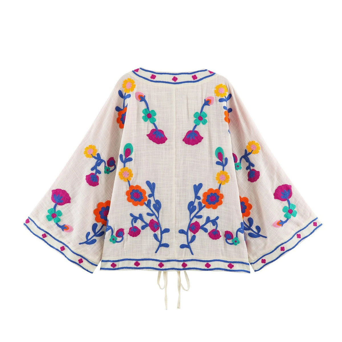 Women's embroidered kimono cardigan with floral embroidery Fashion Glam