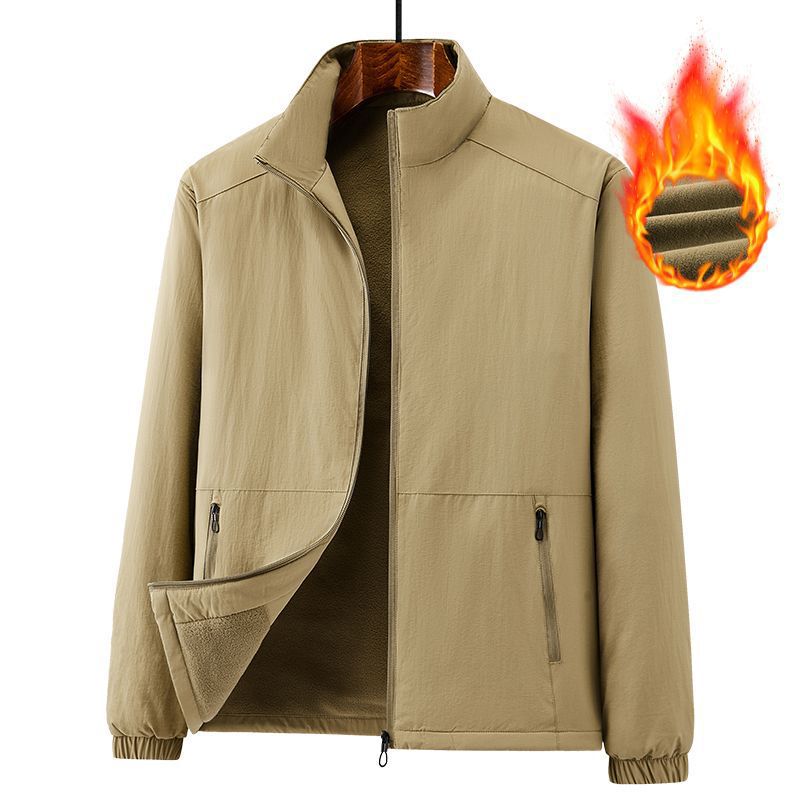 Men's lightweight windproof fleece jacket with stand-up collar and zip pockets Fashion Glam