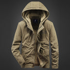 Men's Hooded Canvas Parka with Teddy Lining and Windproof Front Fashion Glam