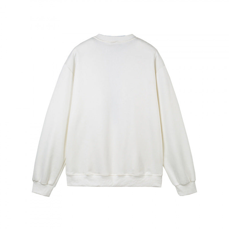 Women's oversized sweatshirt with integrated shirt collar insert and deep V-neck Fashion Glam