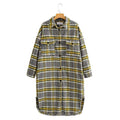 Women's Oversize Check Shirt Jacket in Longline Cut with Patch Chest Pockets Fashion Glam