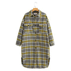 Women's Oversize Check Shirt Jacket in Longline Cut with Patch Chest Pockets Fashion Glam