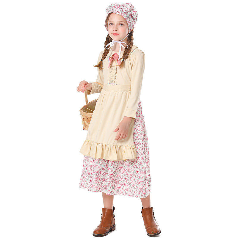Girls' farmhouse dress with floral details Fashion Glam