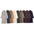 Women Oversized Wool Blend Coat with Double-Breasted Closure, Wide Lapels and Sleeve Tabs Fashion Glam