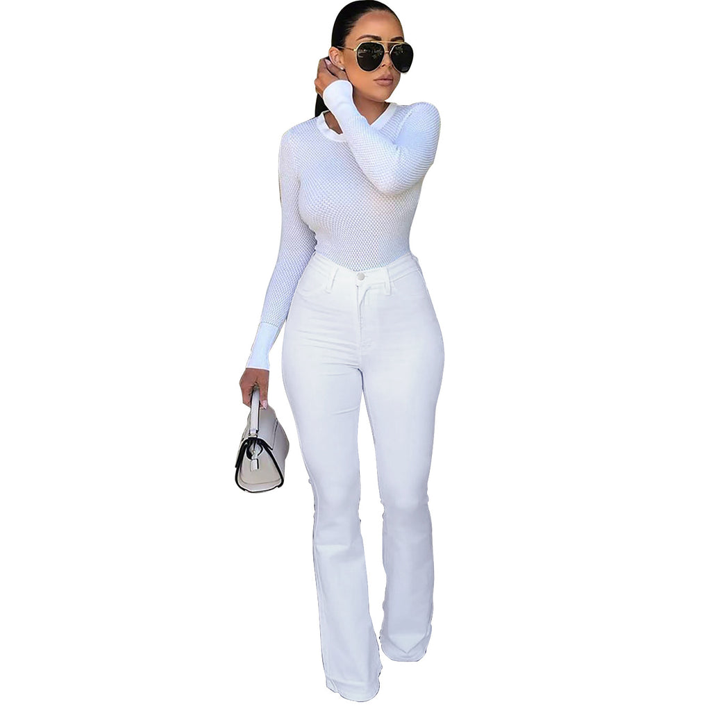 Women’s high-waisted bootcut jeans with figure-flattering stretch and flared leg Fashion Glam