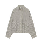 Women's short-cut boxy blouse in Vichy check with stand-up collar and elastic hem Fashion Glam