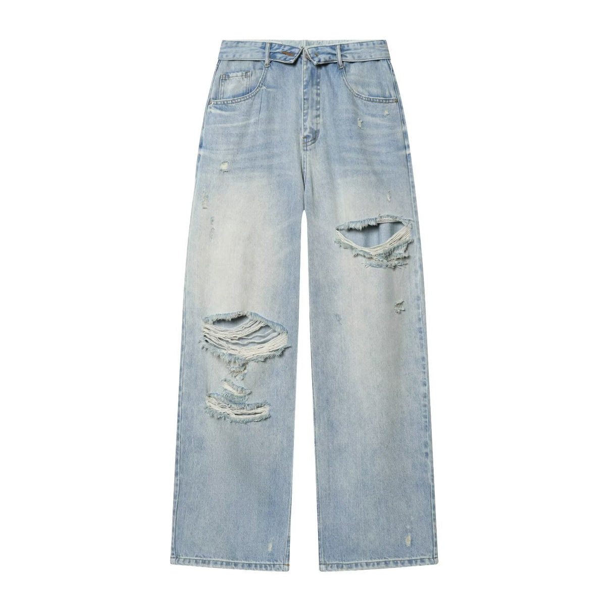 Women’s high-waisted jeans with wide leg and used wash Fashion Glam