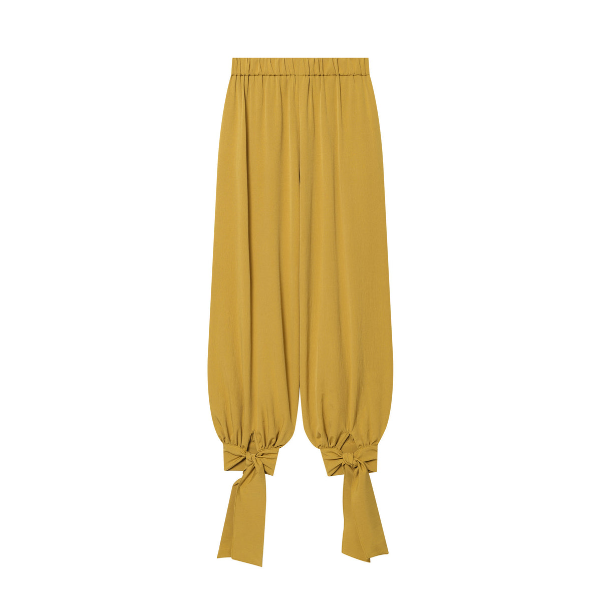Women’s harem pants with high waistband, pleated folds and knotted cuffs Fashion Glam