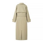 Women Extravagant Longline Wool Blend Trench with Dropped Shoulder and Sleeve Buckles Fashion Glam