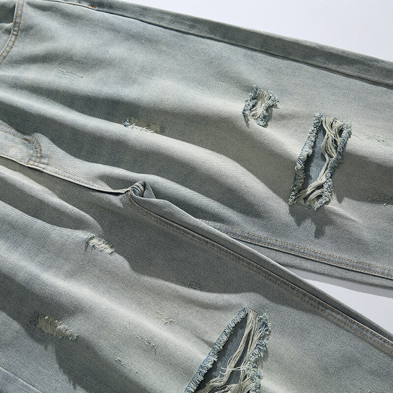 Unisex Relaxed-Fit Vintage-Jeans with high waist and distinctive ripped knee section Fashion Glam