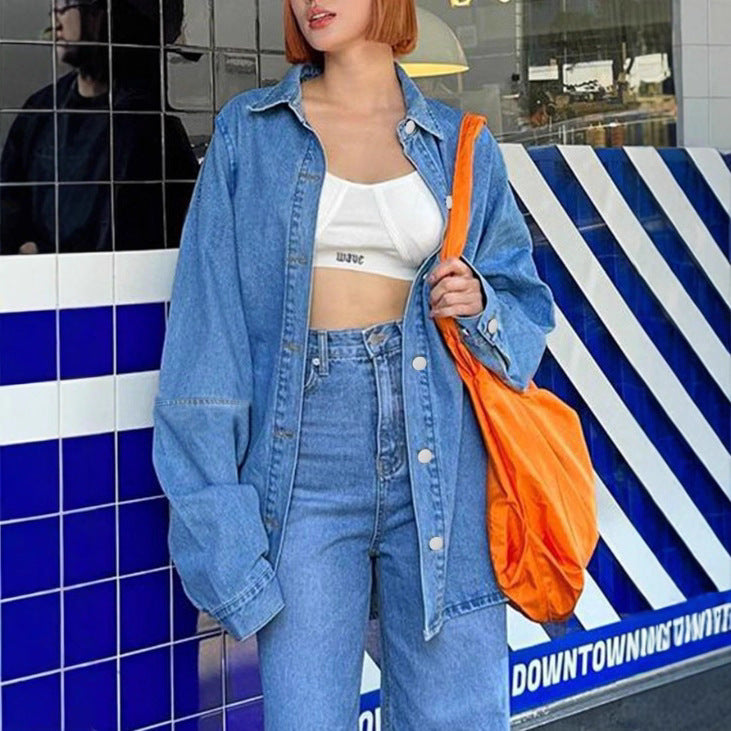 Women's Oversized Denim Shirt Jacket in Co-Ord Look with Loose Fit Fashion Glam