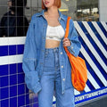 Women's Oversized Denim Shirt Jacket in Co-Ord Look with Loose Fit Fashion Glam