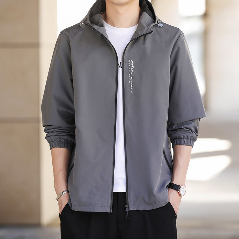 Men's Ultralight Hooded Shell Jacket in Urban Minimal Style with Windproof Membrane and Zipper Pockets Fashion Glam
