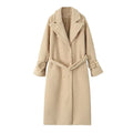 Women Long Teddy Coat in Trench Style with Double-Breasted Button Placket, Tied Belt, and Adjustable Cuffs Fashion Glam
