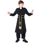 Men's Priest Costume with Cape and Golden Accessories Fashion Glam