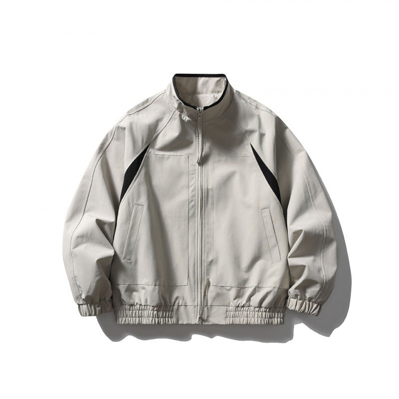Unisex Boxy-Light Blouson Jacket in Tech Cotton Look with Raglan Sleeves, Zipper and Elastic Hem Fashion Glam