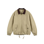 Men's Boxy Zip Transition Jacket made of durable canvas with contrasting knit collar, drawstring and flap pockets Fashion Glam