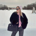 Women's Short Boxy Blouson made of dense high-pile faux fur with boxy silhouette Fashion Glam