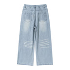 Women's Wide High-Waist Jeans in Vintage Denim with Used Effect Fashion Glam