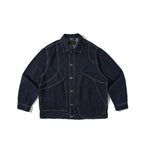 Unisex Boxy Denim Worker Jacket with Oversized Patch Round Pockets Fashion Glam