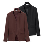 Women's Tailored Blazer with Bow, V-Neck and Flap Pockets Fashion Glam