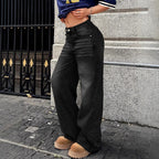 Ladies wide high-waisted denim jeans in baggy style with extra wide leg Fashion Glam