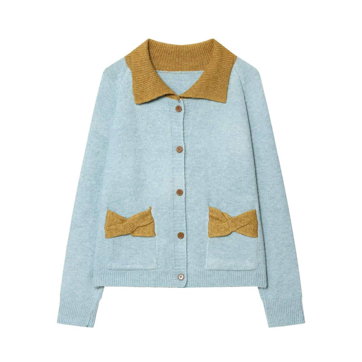 Women’s knit cardigan with oversized collar and bow pockets Fashion Glam