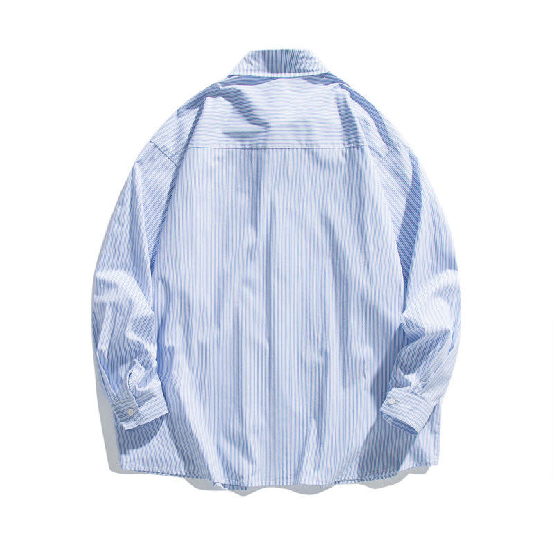 Men's Oversized Cotton Shirt with Fine Stripes and Chest Pocket Fashion Glam
