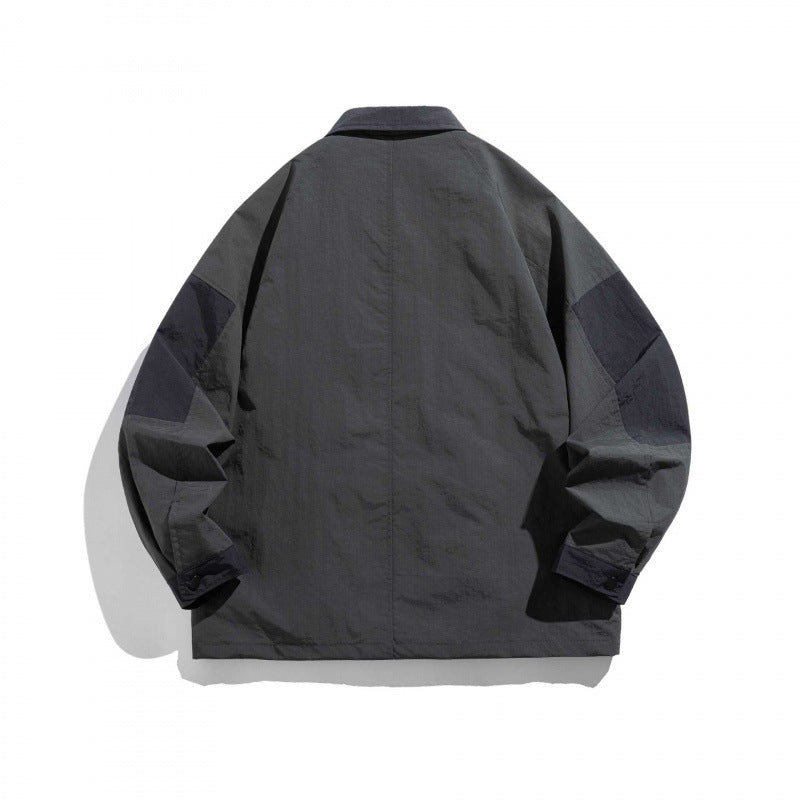 Unisex Oversize Utility-Field Jacket with patch pockets, contrast panels, and hidden zip placket Fashion Glam