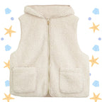 Women Padded Sherpa Vest with Hood, Zipper and Patch Pockets Fashion Glam
